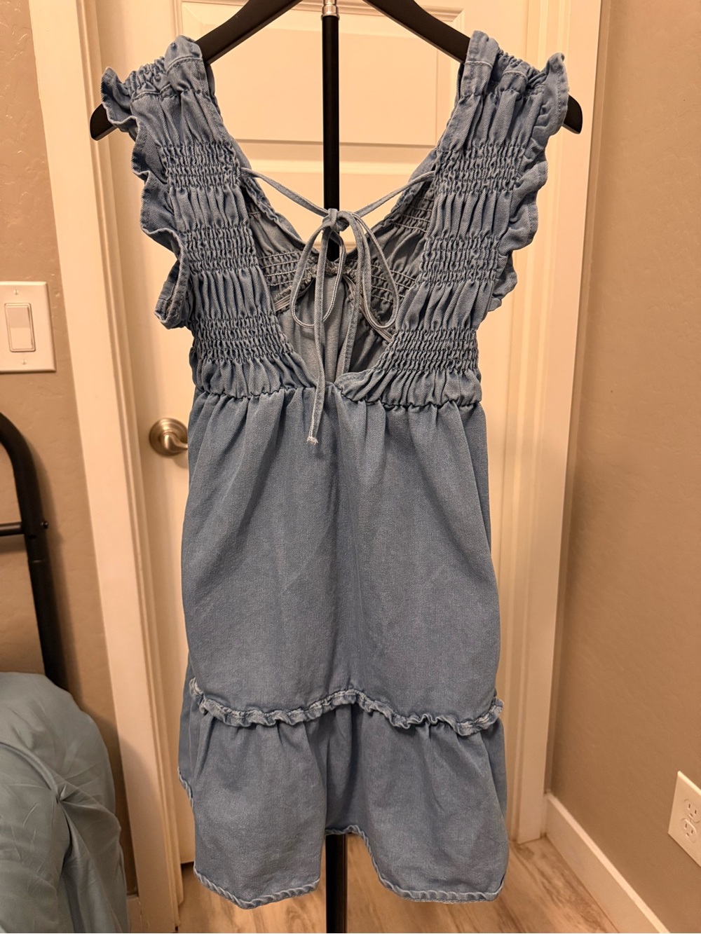 Light Blue Smocked Mini Dress